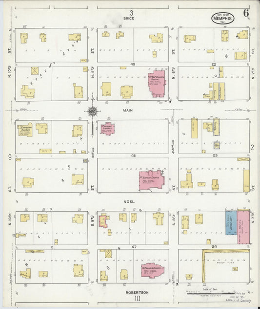 Sanborn Fire Insurance Map from Memphis, Hall County, Texas (1920), Sheet #0006 - Historic Sanborn Fire Insurance Map Print, vintage old map wall art, antique decor, genealogy gift, Texas Texas map