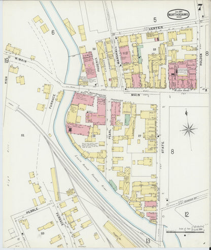 Sanborn Fire Insurance Map from North Adams, Berkshire County, Massachusetts (1897), Sheet #0007 - Historic Sanborn Fire Insurance Map Print, vintage old map wall art, antique decor, genealogy gift, Massachusetts Massachusetts map