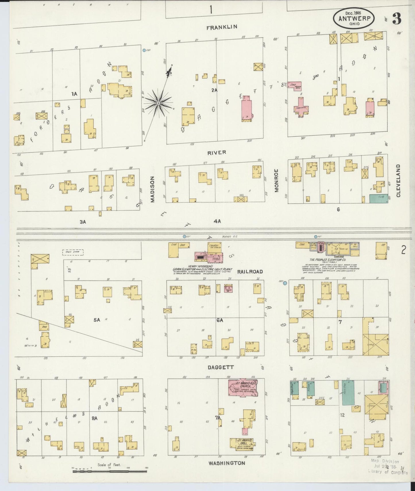 Sanborn Fire Insurance Map from Antwerp, Paulding County, Ohio (1905), Sheet #0003 - Historic Sanborn Fire Insurance Map Print, vintage old map wall art, antique decor, genealogy gift, Ohio Ohio map