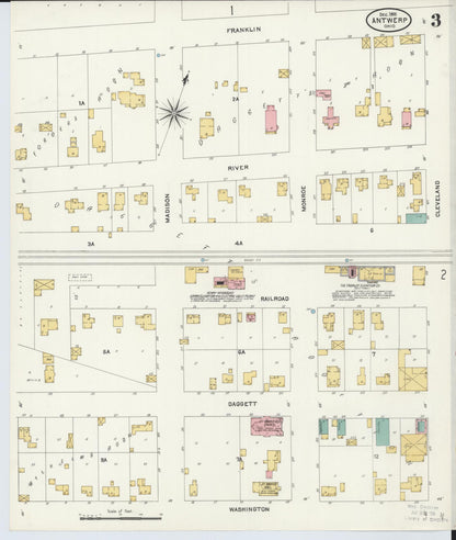 Sanborn Fire Insurance Map from Antwerp, Paulding County, Ohio (1905), Sheet #0003 - Historic Sanborn Fire Insurance Map Print, vintage old map wall art, antique decor, genealogy gift, Ohio Ohio map