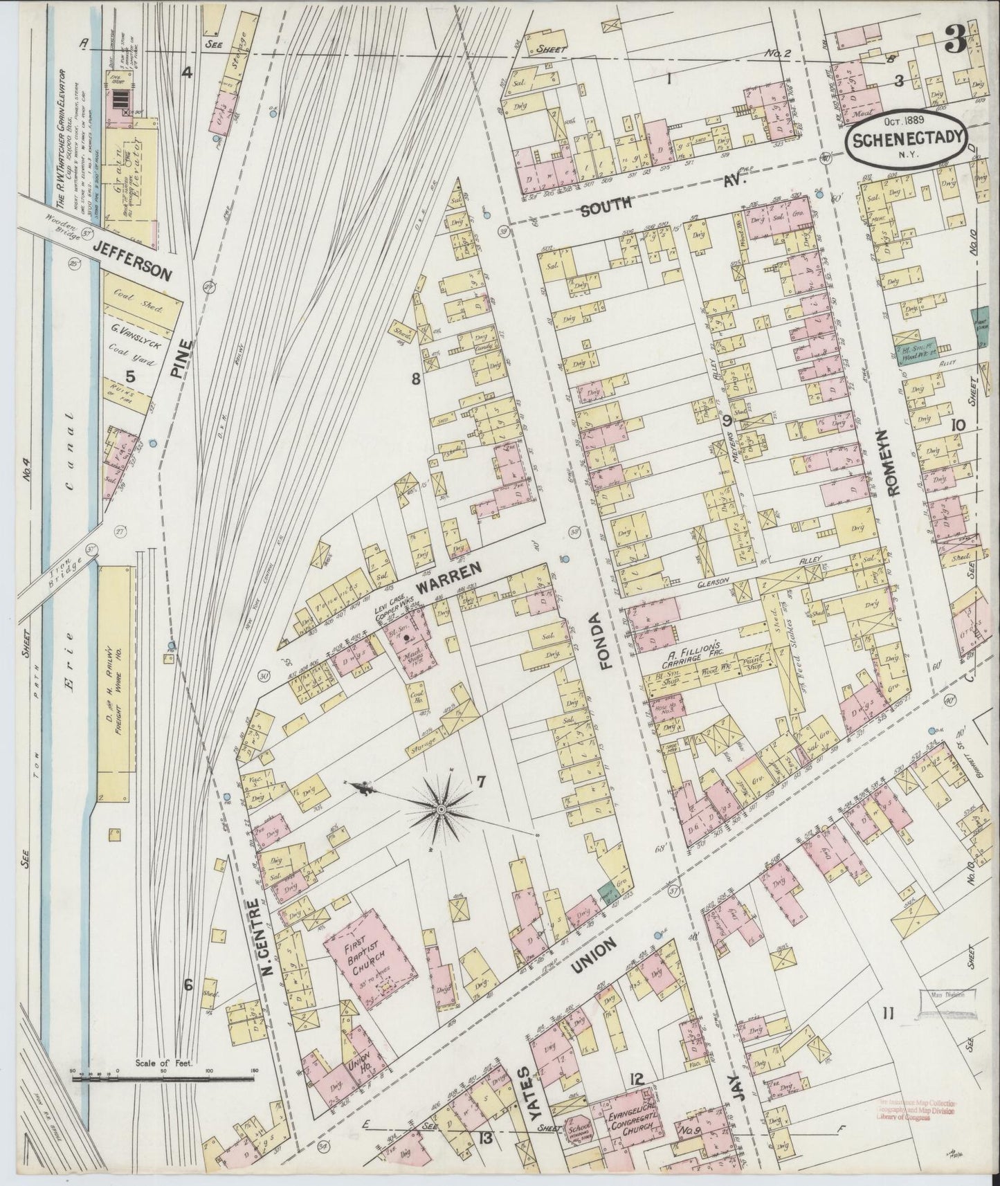 Sanborn Fire Insurance Map from Schenectady, Schenectady County, New York (1889), Sheet #0003 - Complete Map Set gallery image, historic Sanborn map, vintage wall art, New York New York