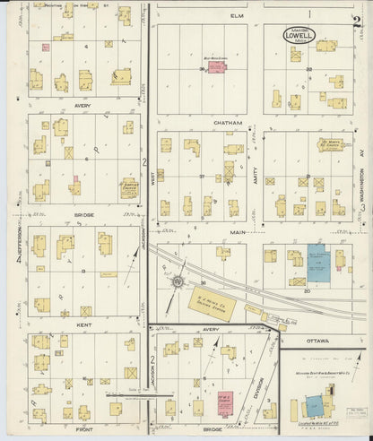 Sanborn Fire Insurance Map from Lowell, Kent County, Michigan (1918), Sheet #0002 - Complete Map Set gallery image, historic Sanborn map, vintage wall art, Michigan Michigan