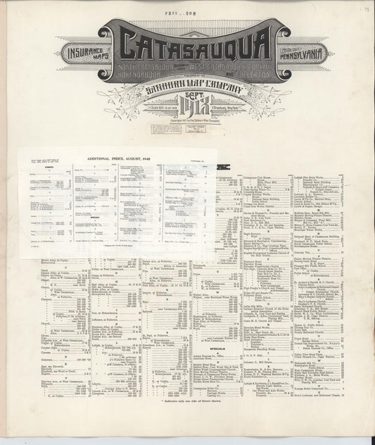 Sanborn Fire Insurance Map from Catasauqua, Lehigh County, Pennsylvania (1948), Sheet #0001 - Historic Sanborn Fire Insurance Map Print, vintage old map wall art, antique decor, genealogy gift, Pennsylvania Pennsylvania map