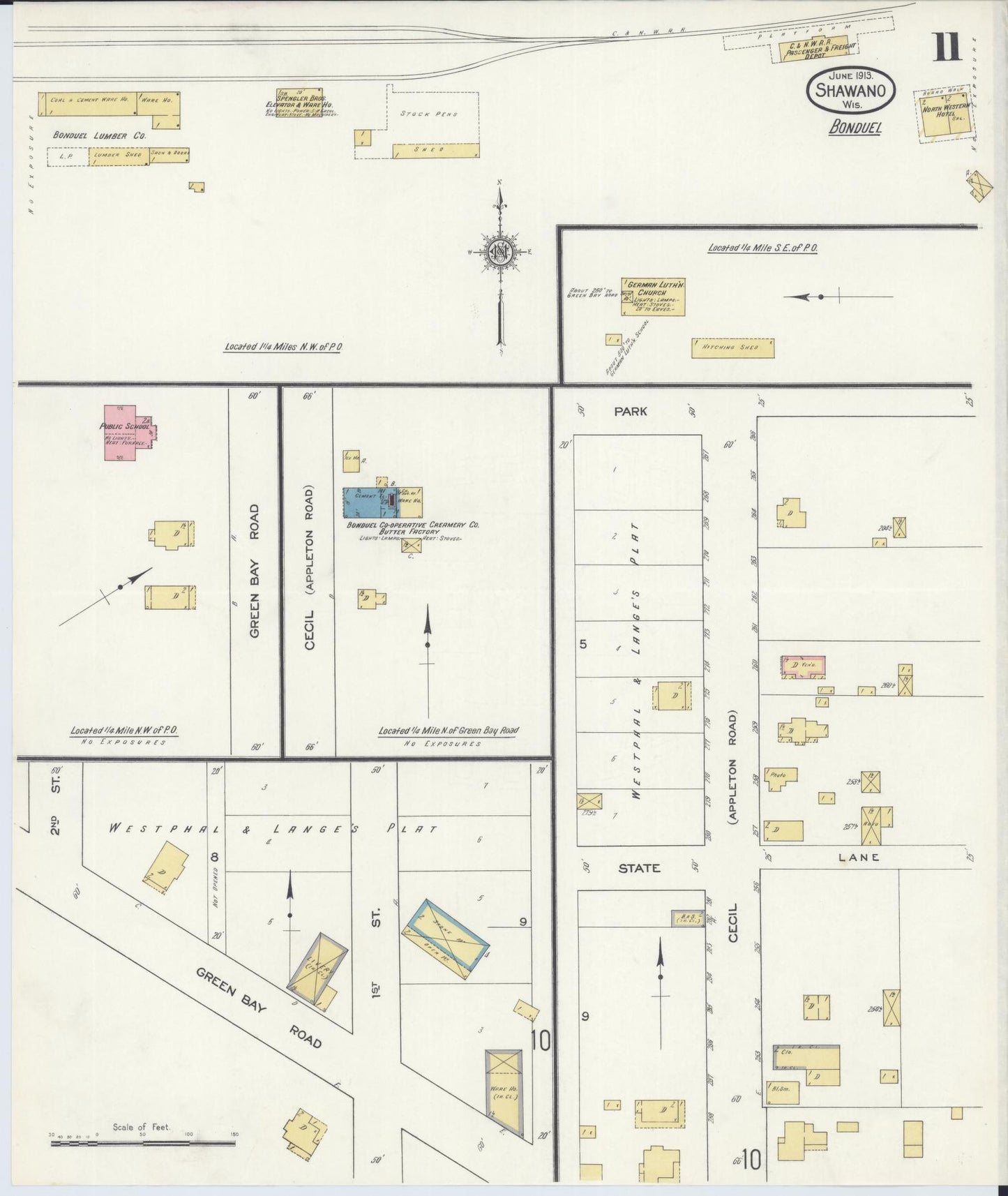 Sanborn Fire Insurance Map from Shawano, Shawano County, Wisconsin (1913), Sheet #0011 - Complete Map Set gallery image, historic Sanborn map, vintage wall art, Wisconsin Wisconsin