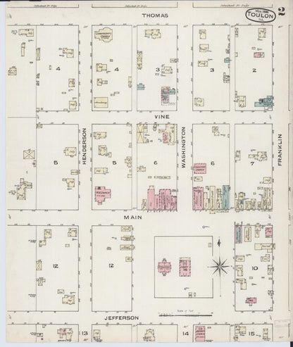 Sanborn Fire Insurance Map from Toulon, Stark County, Illinois (1886), Sheet #0002 - Historic Sanborn Fire Insurance Map Print, vintage old map wall art, antique decor, genealogy gift, Illinois Illinois map