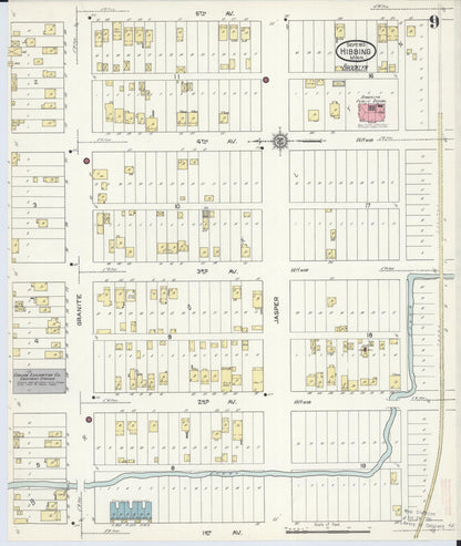 Sanborn Fire Insurance Map from Hibbing, Saint Louis County, Minnesota (1913), Sheet #0009 - Complete Map Set gallery image, historic Sanborn map, vintage wall art, Minnesota Minnesota