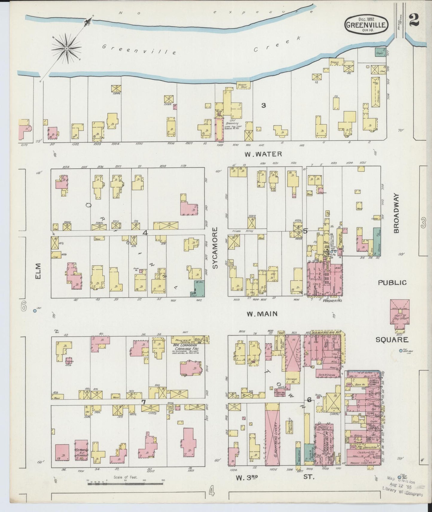 Sanborn Fire Insurance Map from Greenville, Darke County, Ohio (1892), Sheet #0002 - Complete Map Set gallery image, historic Sanborn map, vintage wall art, Ohio Ohio
