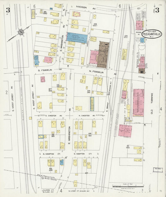Sanborn Fire Insurance Map from Pleasantville, Atlantic County, New Jersey (1924), Sheet #0003 - Historic Sanborn Fire Insurance Map Print, vintage old map wall art, antique decor, genealogy gift, New Jersey New Jersey map