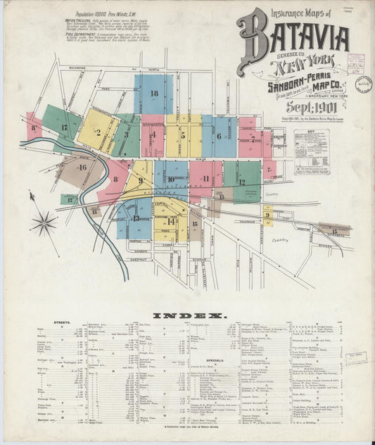 Sanborn Fire Insurance Map from Batavia, Genesee County, New York. (1901) – Historic Sanborn Fire Insurance Map Print