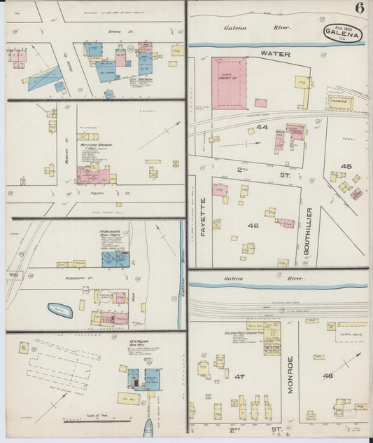 Sanborn Fire Insurance Map from Galena, Jo Daviess County, Illinois (1885), Sheet #0006 - Historic Sanborn Fire Insurance Map Print, vintage old map wall art, antique decor, genealogy gift, Illinois Illinois map