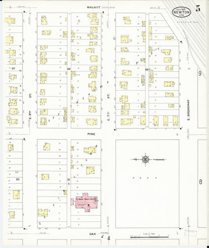 Sanborn Fire Insurance Map from Newton, Harvey County, Kansas (1909), Sheet #0005 - Complete Map Set gallery image, historic Sanborn map, vintage wall art, Kansas Kansas