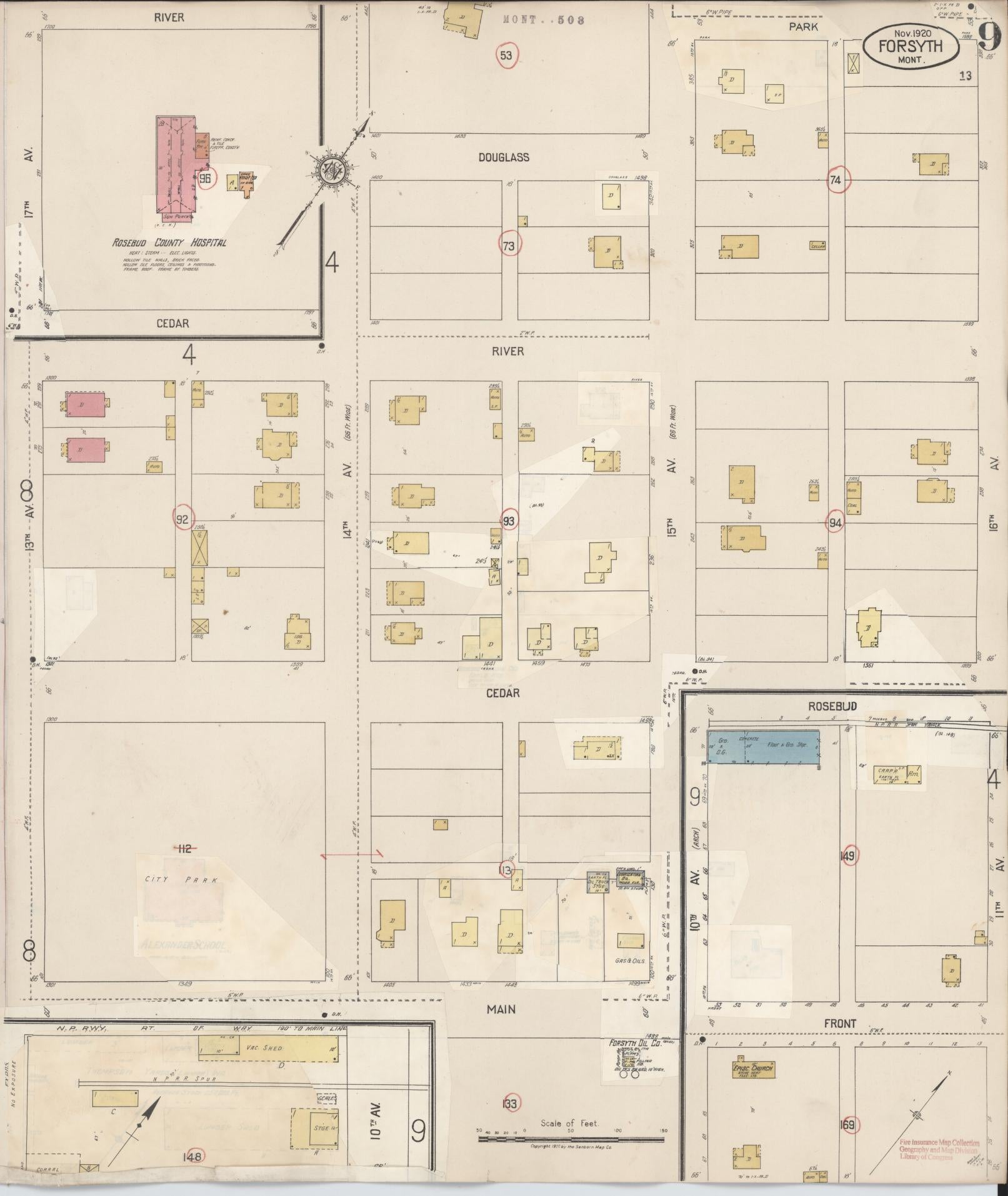 Sanborn Fire Insurance Map from Forsyth, Rosebud County, Montana (1941), Sheet #0009 - Complete Map Set gallery image, historic Sanborn map, vintage wall art, Montana Montana