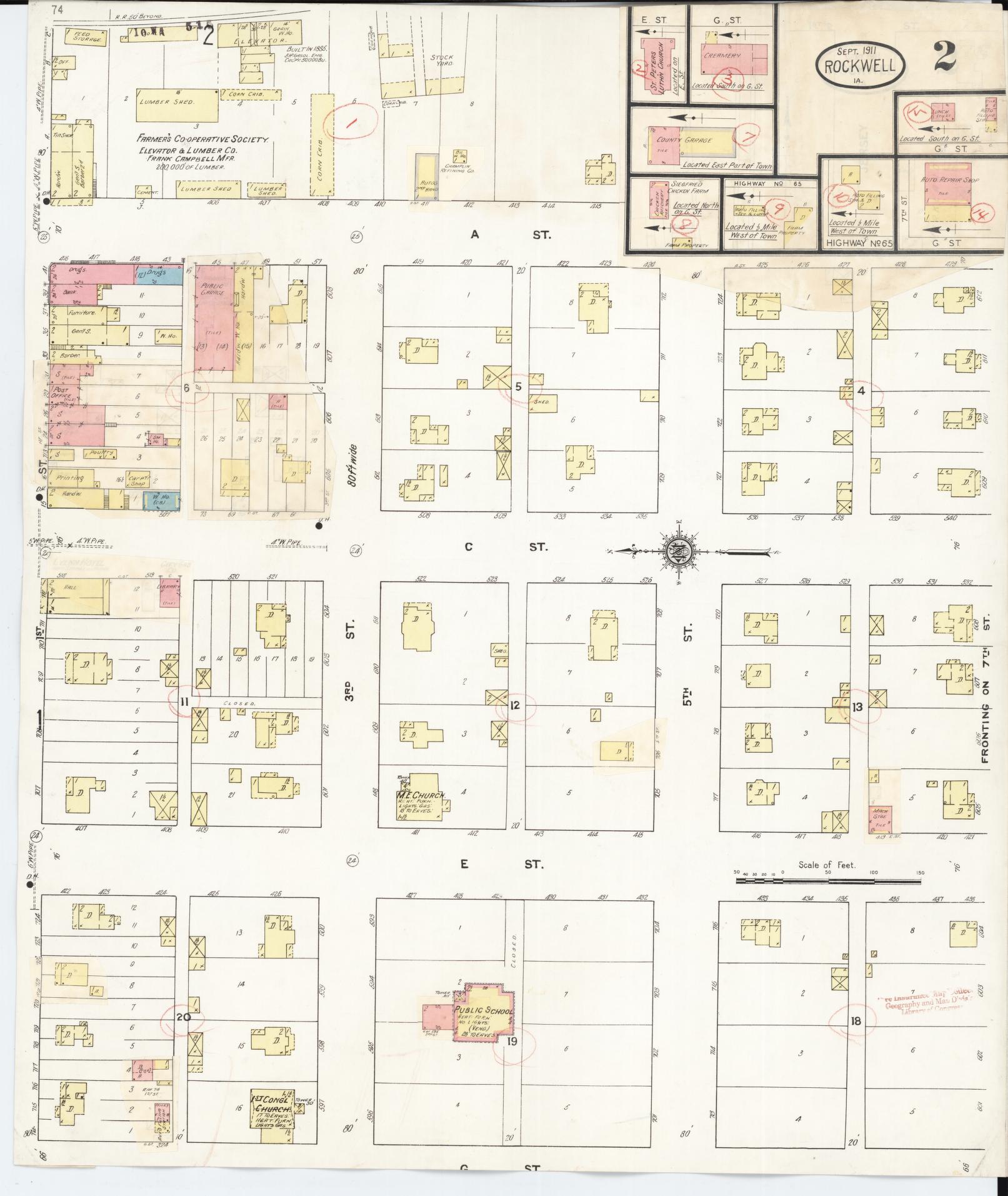 Sanborn Fire Insurance Map from Rockwell, Cerro Gordo County, Iowa (1932), Sheet #0002 - Historic Sanborn Fire Insurance Map Print, vintage old map wall art