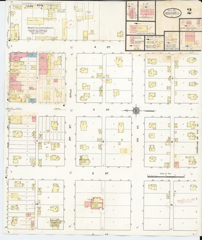Sanborn Fire Insurance Map from Rockwell, Cerro Gordo County, Iowa (1932), Sheet #0002 - Historic Sanborn Fire Insurance Map Print, vintage old map wall art