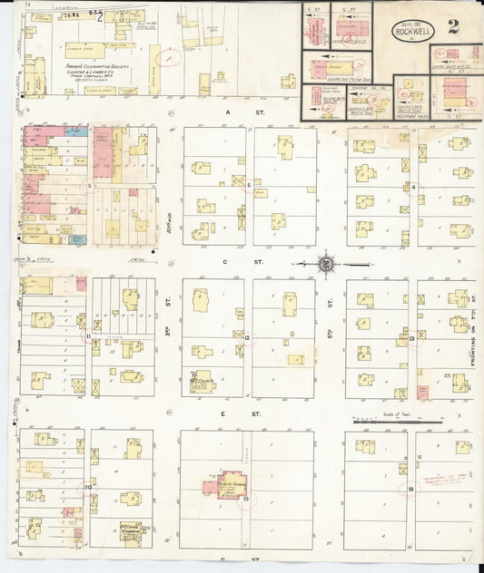 Sanborn Fire Insurance Map from Rockwell, Cerro Gordo County, Iowa (1932), Sheet #0002 - Historic Sanborn Fire Insurance Map Print, vintage old map wall art