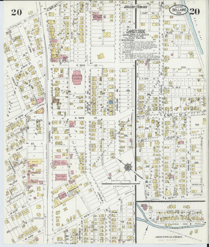 Sanborn Fire Insurance Map from Bellaire, Belmont County, Ohio (1924), Sheet #0020 - Historic Sanborn Fire Insurance Map Print, vintage old map wall art, antique decor, genealogy gift, Ohio Ohio map