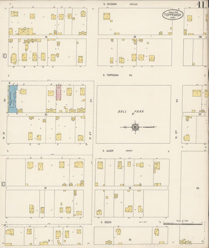 Sanborn Fire Insurance Map from Toppenish, Yakima County, Washington (1915), Sheet #0011 - Complete Map Set gallery image, historic Sanborn map, vintage wall art, Washington Washington