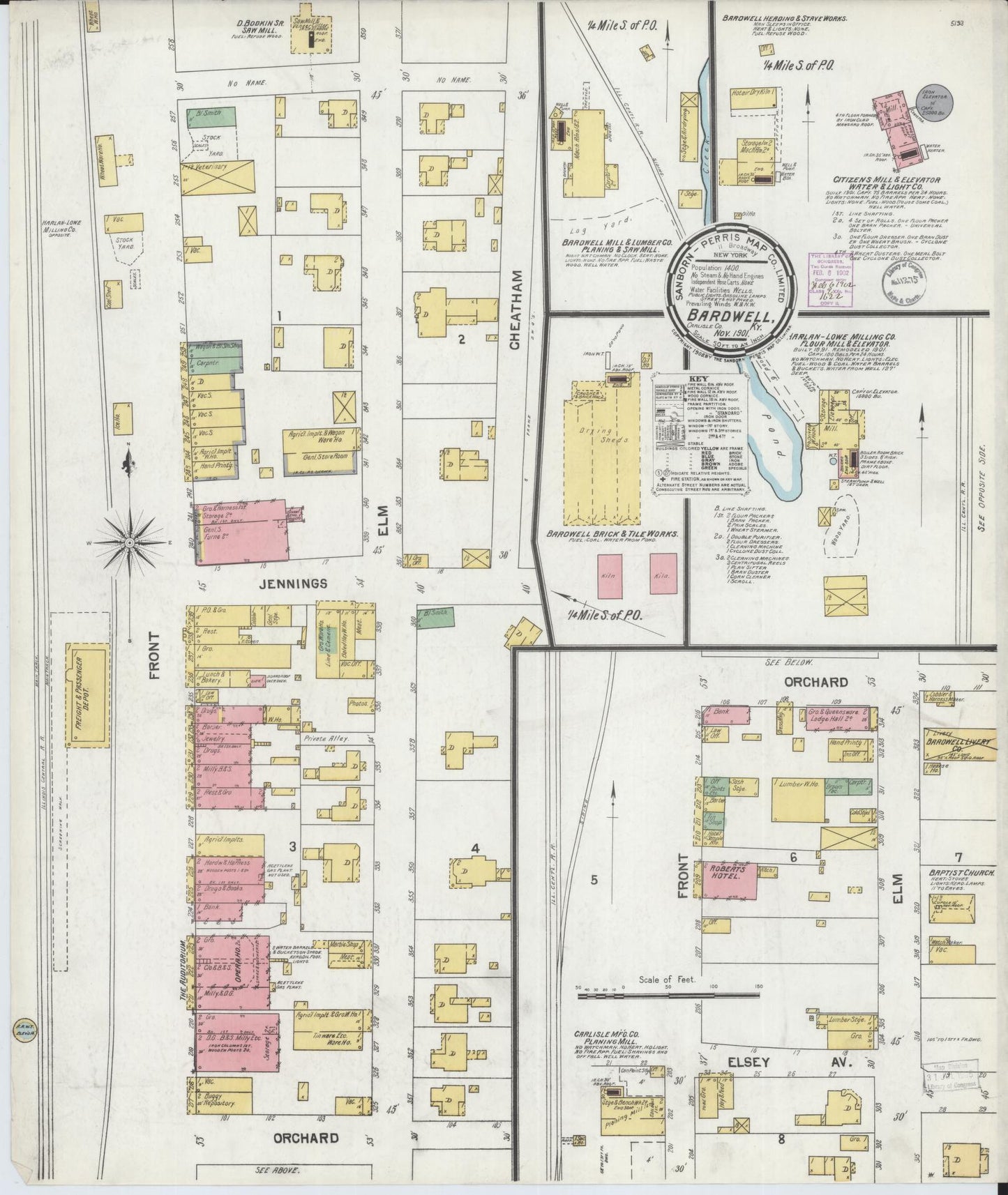 Sanborn Fire Insurance Map from Bardwell, Carlisle County, Kentucky (1901), Sheet #0001 - Historic Sanborn Fire Insurance Map Print, vintage old map wall art, antique decor, genealogy gift, Kentucky Kentucky map