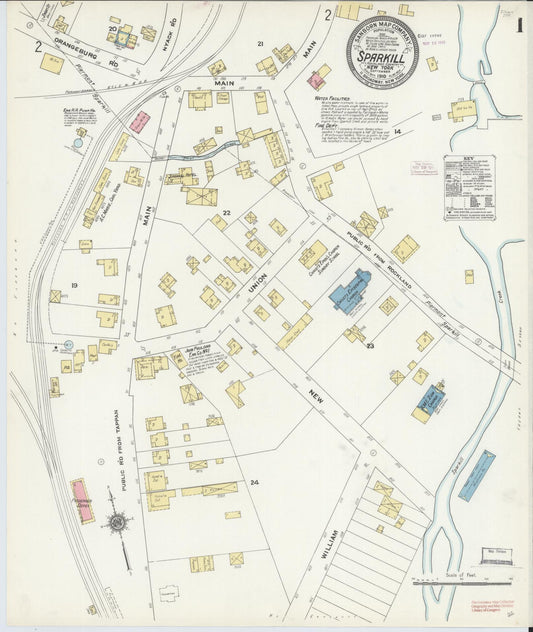 Sanborn Fire Insurance Map from Sparkill, Rockland County, New York (1910), Sheet #0001 - Complete Map Set gallery image, historic Sanborn map, vintage wall art, New York New York