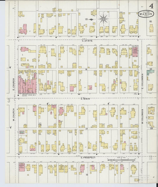 Sanborn Fire Insurance Map from Marion, Marion County, Ohio (1895), Sheet #0004 - Historic Sanborn Fire Insurance Map Print, vintage old map wall art, antique decor, genealogy gift, Ohio Ohio map