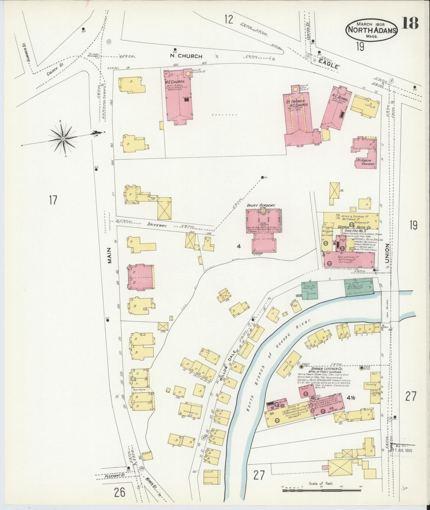 Sanborn Fire Insurance Map from North Adams, Berkshire County, Massachusetts (1908), Sheet #0018 - Complete Map Set gallery image, historic Sanborn map, vintage wall art, Massachusetts Massachusetts
