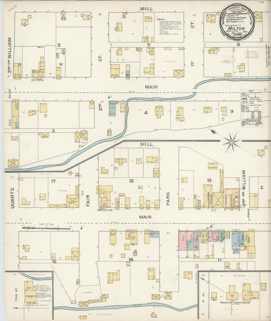 Sanborn Fire Insurance Map from Milton, Umatilla County, Oregon (1893), Sheet #0001 - Historic Sanborn Fire Insurance Map Print, vintage old map wall art, antique decor, genealogy gift, Oregon Oregon map