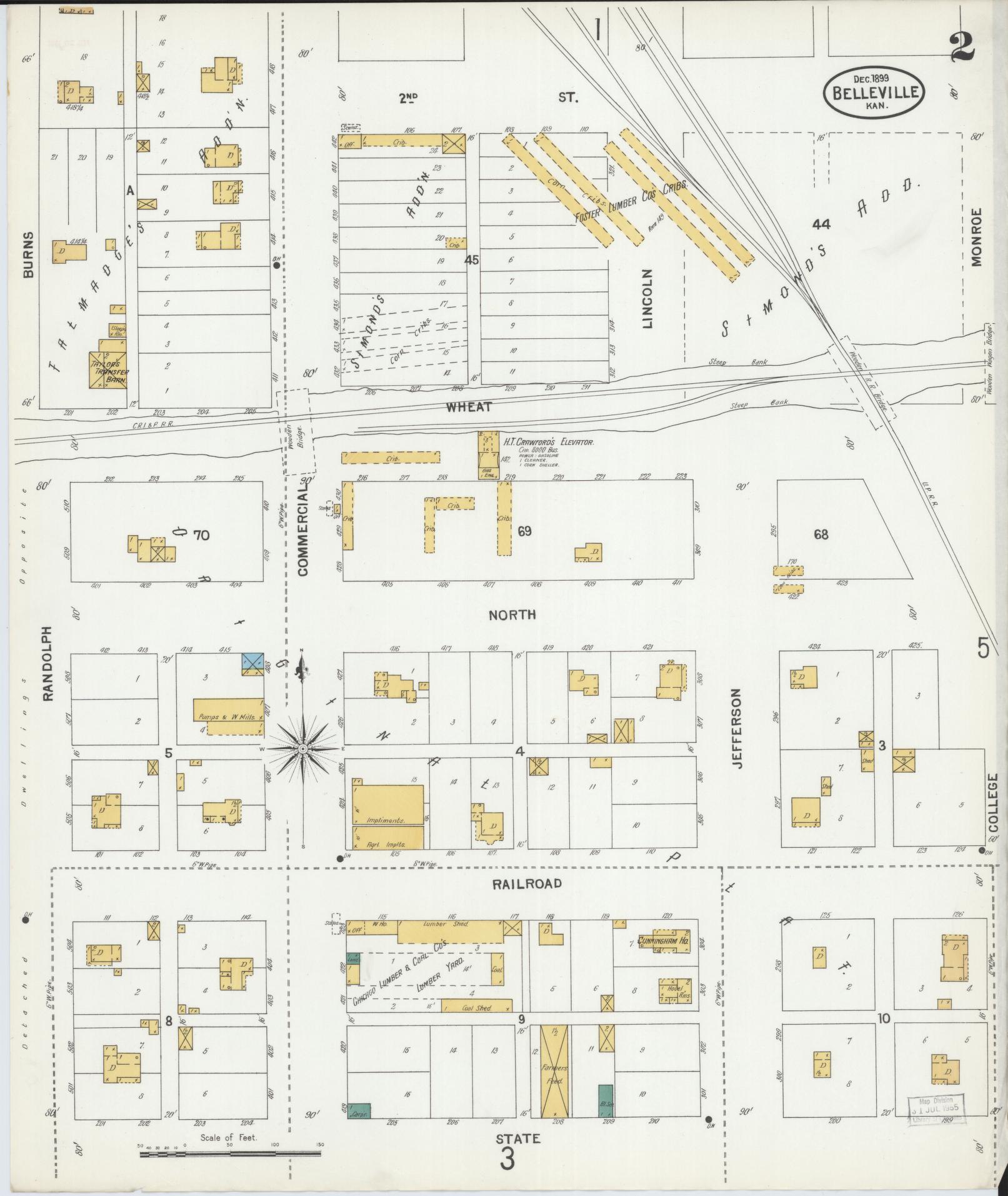 Sanborn Fire Insurance Map from Belleville, Republic County, Kansas (1899), Sheet #0002 - Complete Map Set gallery image, historic Sanborn map, vintage wall art, Kansas Kansas