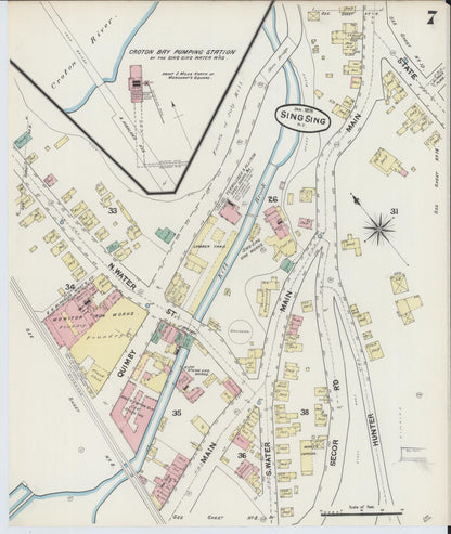 Sanborn Fire Insurance Map from Sing Sing, Westchester County, New York (1891), Sheet #0007 - Historic Sanborn Fire Insurance Map Print, vintage old map wall art, antique decor, genealogy gift, New York New York map