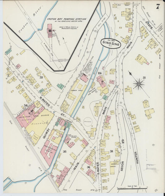 Sanborn Fire Insurance Map from Sing Sing, Westchester County, New York (1891), Sheet #0007 - Historic Sanborn Fire Insurance Map Print, vintage old map wall art, antique decor, genealogy gift, New York New York map