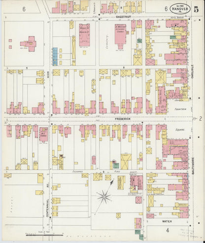 Sanborn Fire Insurance Map from Hanover, York County, Pennsylvania (1902), Sheet #0005 - Complete Map Set gallery image, historic Sanborn map, vintage wall art, Pennsylvania Pennsylvania