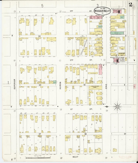 Sanborn Fire Insurance Map from Missouri Valley, Harrison County, Iowa (1896), Sheet #0002 - Historic Sanborn Fire Insurance Map Print, vintage old map wall art