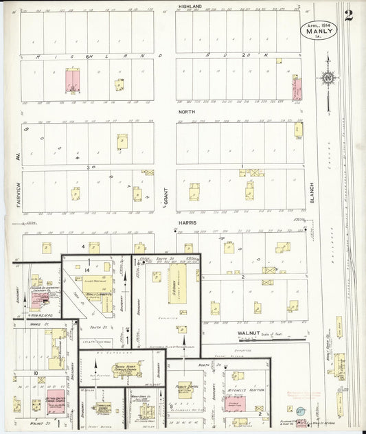 Sanborn Fire Insurance Map from Manly, Worth County, Iowa (1914), Sheet #0002 - Historic Sanborn Fire Insurance Map Print, vintage old map wall art
