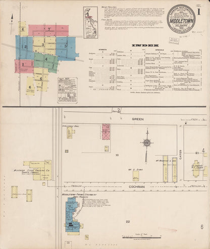 Sanborn Fire Insurance Map from Middletown, New Castle County, Delaware (1922), Sheet #0001 - Complete Map Set gallery image, historic Sanborn map, vintage wall art, Delaware Delaware