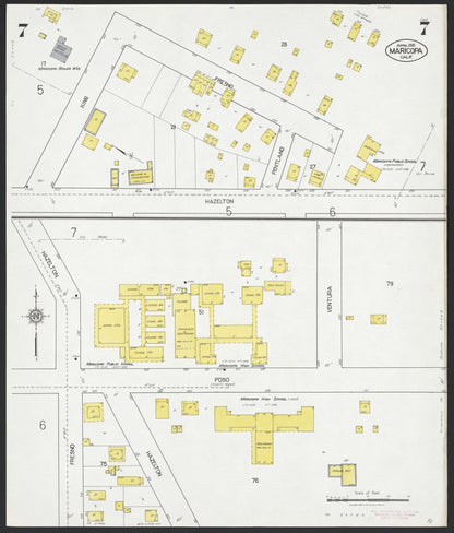Sanborn Fire Insurance Map from Maricopa, Kern County, California (1926), Sheet #0007 - Complete Map Set gallery image, historic Sanborn map, vintage wall art, California California