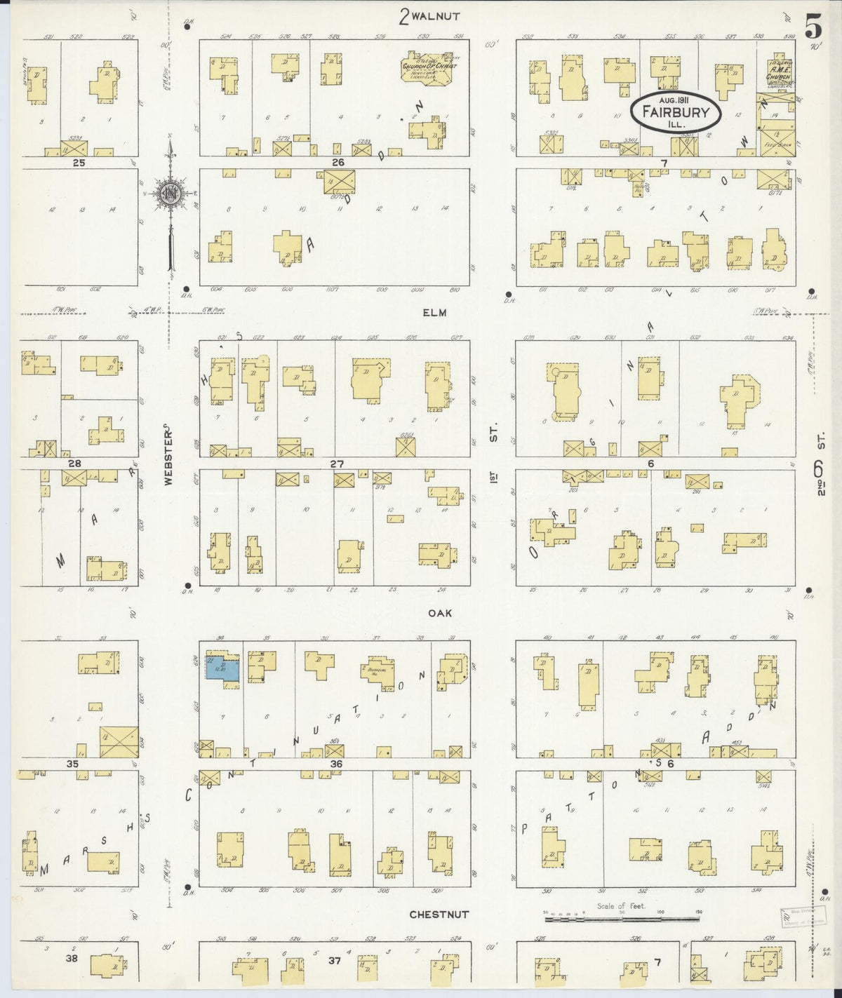 Sanborn Fire Insurance Map from Fairbury, Livingston County, Illinois (1911), Sheet #0005 - Complete Map Set gallery image, historic Sanborn map, vintage wall art, Illinois Illinois