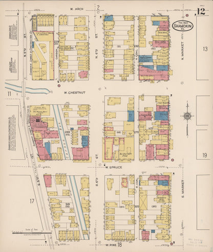 Sanborn Fire Insurance Map from Shamokin, Northumberland County, Pennsylvania (1922), Sheet #0012 - Historic Sanborn Fire Insurance Map Print, vintage old map wall art, antique decor, genealogy gift, Pennsylvania Pennsylvania map