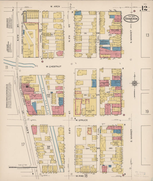 Sanborn Fire Insurance Map from Shamokin, Northumberland County, Pennsylvania (1922), Sheet #0012 - Historic Sanborn Fire Insurance Map Print, vintage old map wall art, antique decor, genealogy gift, Pennsylvania Pennsylvania map