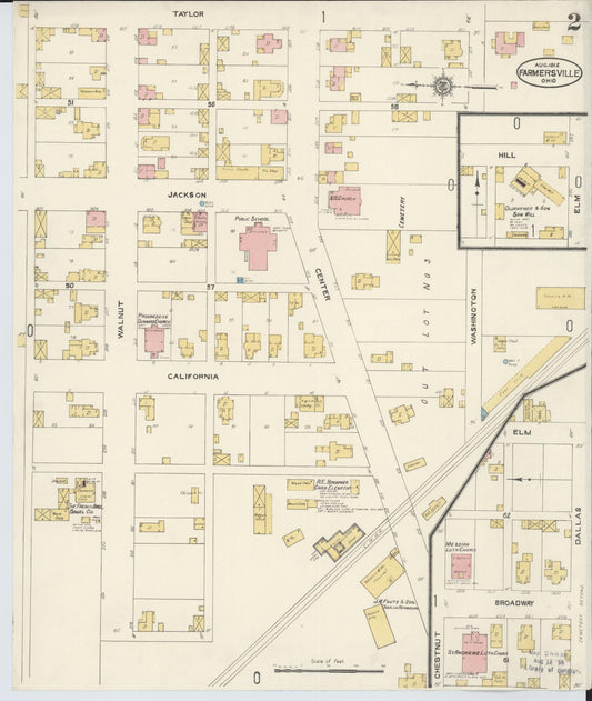 Sanborn Fire Insurance Map from Farmersville, Montogomery County, Ohio (1912), Sheet #0002 - Historic Sanborn Fire Insurance Map Print, vintage old map wall art, antique decor, genealogy gift, Ohio Ohio map