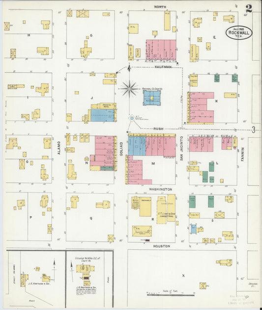 Sanborn Fire Insurance Map from Rockwall, Rockwall County, Texas (1905), Sheet #0002 - Historic Sanborn Fire Insurance Map Print, vintage old map wall art, antique decor, genealogy gift, Texas Texas map