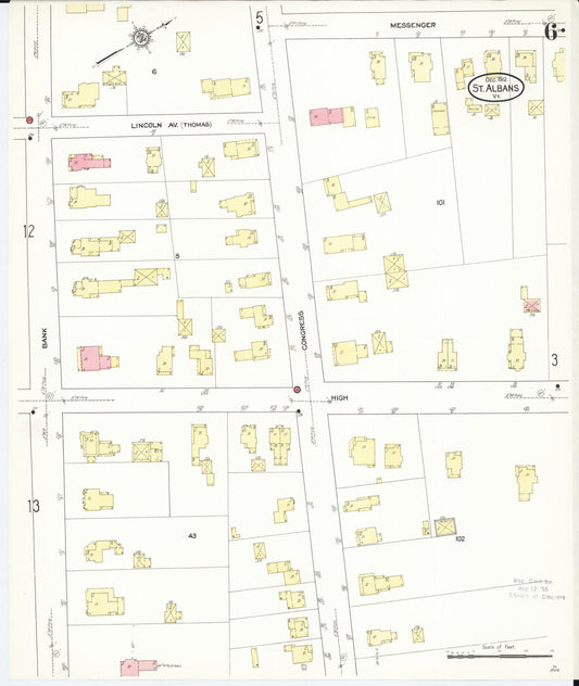 Sanborn Fire Insurance Map from Saint Albans, Franklin County, Vermont (1912), Sheet #0006 - Historic Sanborn Fire Insurance Map Print, vintage old map wall art, antique decor, genealogy gift, Vermont Vermont map