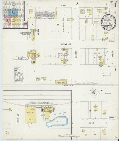 Sanborn Fire Insurance Map from Groesbeck, Limestone County, Texas (1896), Sheet #0001 - Historic Sanborn Fire Insurance Map Print, vintage old map wall art, antique decor, genealogy gift, Texas Texas map