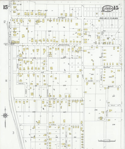 Sanborn Fire Insurance Map from Camden, Ouachita County, Arkansas (1930), Sheet #0015 - Complete Map Set gallery image, historic Sanborn map, vintage wall art, Arkansas Arkansas