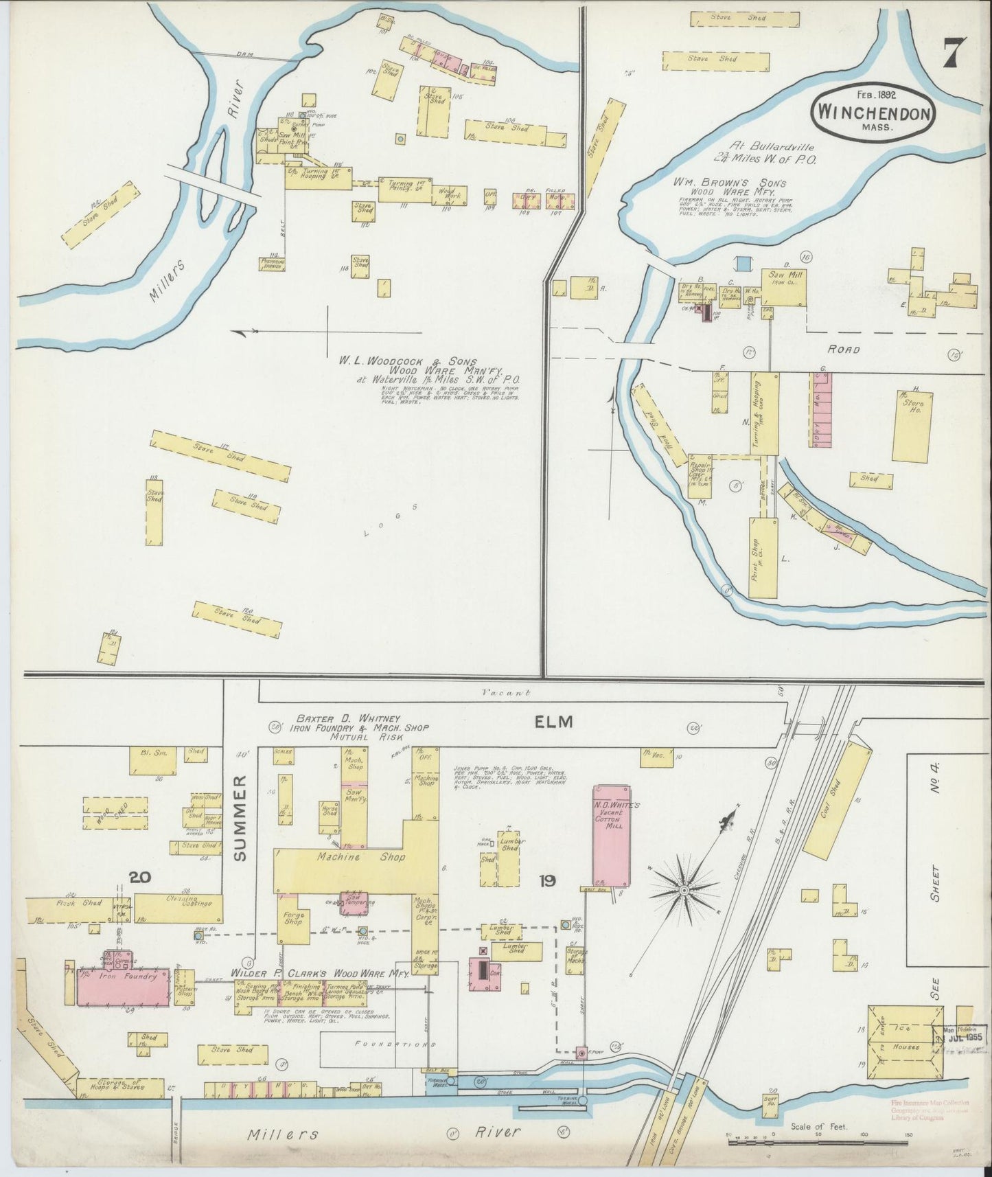 Sanborn Fire Insurance Map from Winchendon, Worcester County, Massachusetts (1892), Sheet #0007 - Complete Map Set gallery image, historic Sanborn map, vintage wall art, Massachusetts Massachusetts