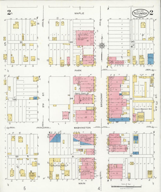 Sanborn Fire Insurance Map from Tecumseh, Pottawatomie County, Oklahoma (1926), Sheet #0002 - Historic Sanborn Fire Insurance Map Print, vintage old map wall art, antique decor, genealogy gift, Oklahoma Oklahoma map