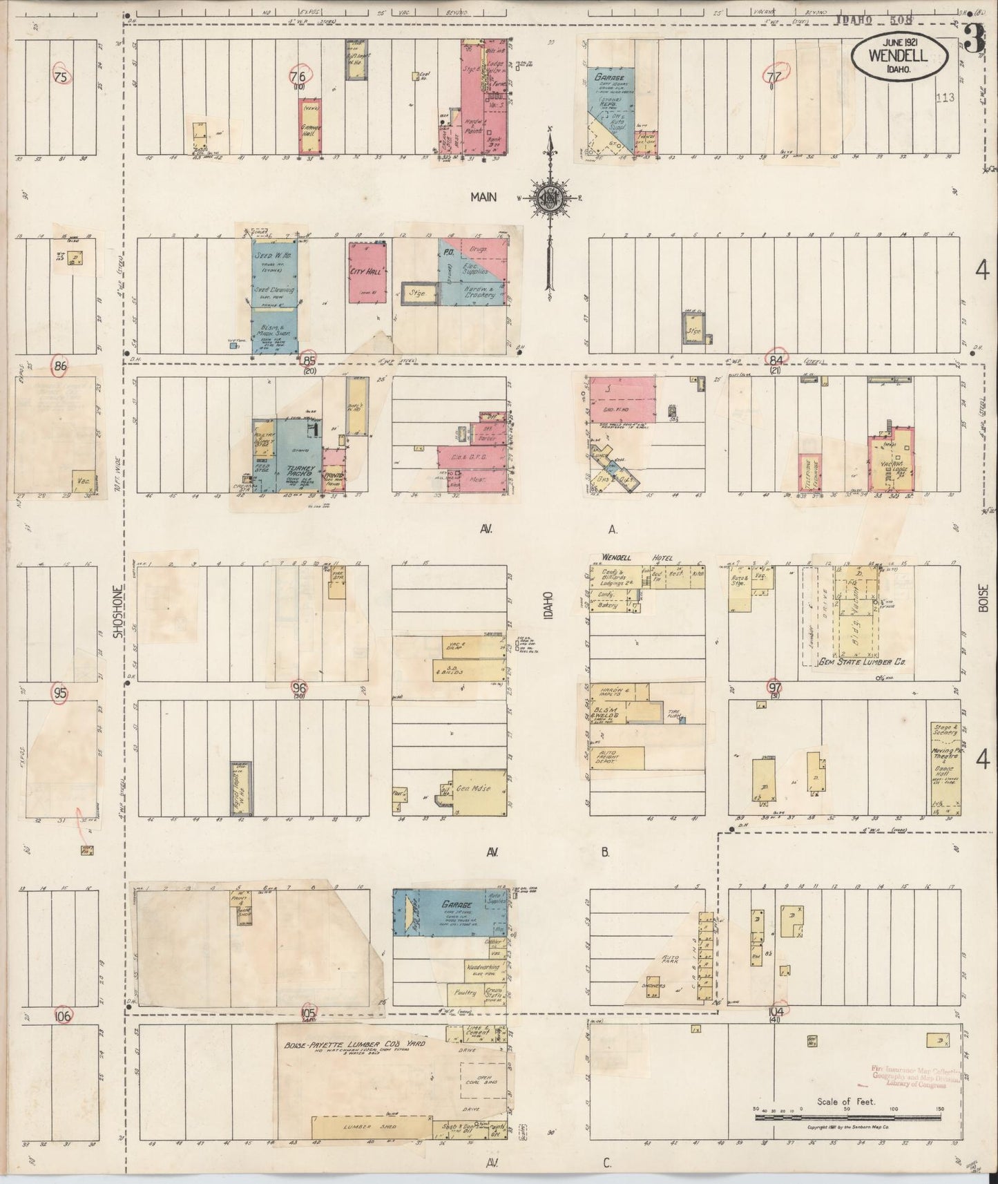 Sanborn Fire Insurance Map from Wendell, Gooding County, Idaho (1931), Sheet #0003 - Complete Map Set gallery image, historic Sanborn map, vintage wall art, Idaho Idaho