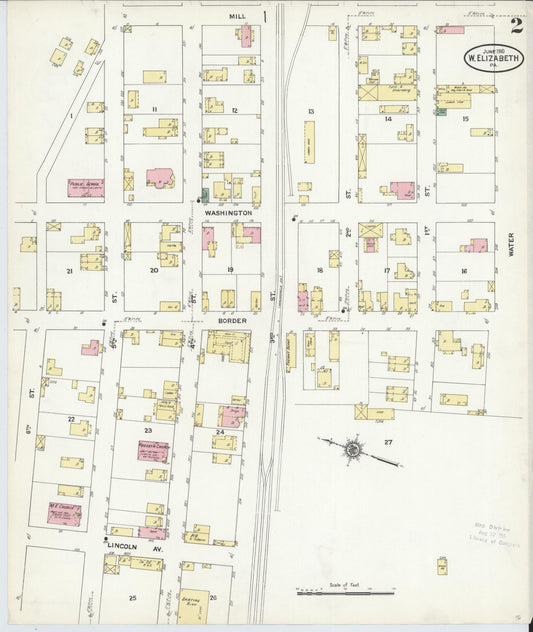 Sanborn Fire Insurance Map from West Elizabeth, Allegheny County, Pennsylvania (1910), Sheet #0002 - Historic Sanborn Fire Insurance Map Print, vintage old map wall art, antique decor, genealogy gift, Pennsylvania Pennsylvania map