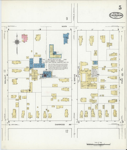 Sanborn Fire Insurance Map from East Aurora, Erie County, New York (1920), Sheet #0005 - Historic Sanborn Fire Insurance Map Print, vintage old map wall art, antique decor, genealogy gift, New York New York map