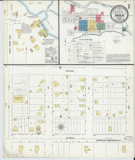 Sanborn Fire Insurance Map from Barron, Barron County, Wisconsin (1892), Sheet #0001 - Complete Map Set gallery image, historic Sanborn map, vintage wall art, Wisconsin Wisconsin