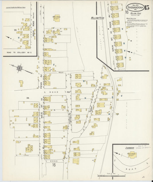 Sanborn Fire Insurance Map from Shenandoah, Schuylkill County, Pennsylvania (1913), Sheet #0015 - Historic Sanborn Fire Insurance Map Print, vintage old map wall art, antique decor, genealogy gift, Pennsylvania Pennsylvania map