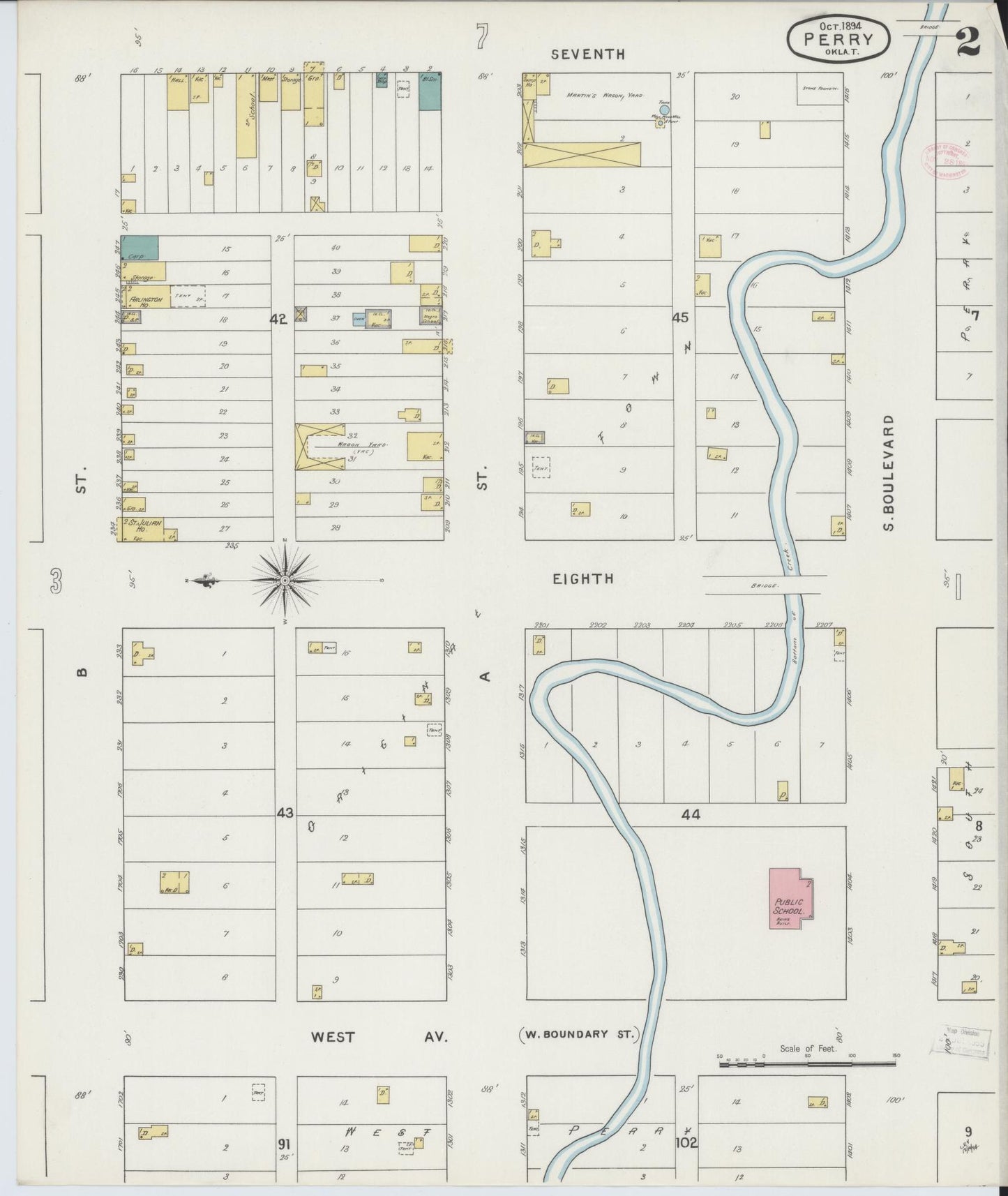 Sanborn Fire Insurance Map from Perry, Noble County, Oklahoma (1894), Sheet #0002 - Complete Map Set gallery image, historic Sanborn map, vintage wall art, Oklahoma Oklahoma